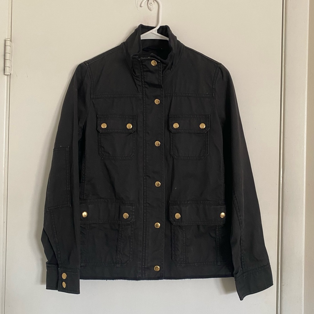 J. Crew Black Military Jacket with Gold Buttons